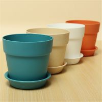 [NEW EXPRESS] 1pcs Resin Plastic Flowerpot With Tray For Garden Indoor Home Decoration Gardening Flower Pots Plants Pot