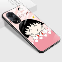 เคส PMP สำหรับ OPPO A1 5G A98 5G Oppo F23 5G การ์ตูนญี่ปุ่นอะนิเมะ Chibi Maruko เคสมือถือสติ๊กเกอร์ซากุระโมโมโกะสำหรับเด็กผู้หญิงกระจกนิรภัยมันวาวเคสโทรศัพท์หลัง