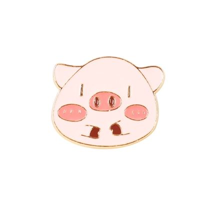 【CW】 New Cartoon Pink Pig Alloy Brooch Student Collar Pin Hat Badge