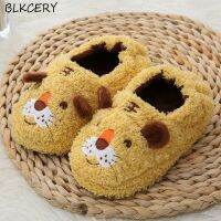 Brand Toddler Boy Slippers for Girl Loafers Plush Warm Cartoon Tiger Children Home Shoes Little Kid Soft Rubber Sole Footwear