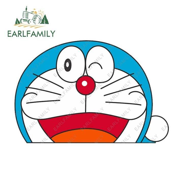 Earlfamily 13cm Doraemon Vinyl Car Wrap Stickers Anime Campervan Car 