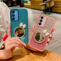 เคส Samsung S23 FE พร้อมฟิล์มกันรอยเลนส์มีกระจกแต่งหน้าดีไซน์กระดาษกลิตเตอร์เคสโทรศัพท์แบบนิ่ม Galaxy S23 FE เคสมือถือ