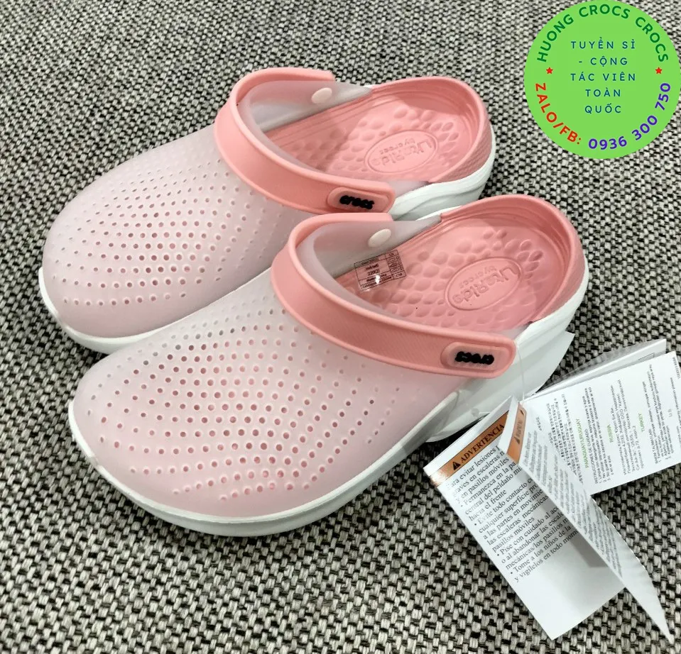 DÉP SỤC NHỰA ĐI MƯA CROCS LITERIDE ĐỔI MÀU CHO NỮ màu cam 