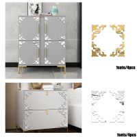 4pcs/lot Hollow Pattern Acrylic Mirror Sticker Furniture Modification Decal Wardrobe Table Home Art Decor DIY Wall Stickers Wall Stickers  Decals