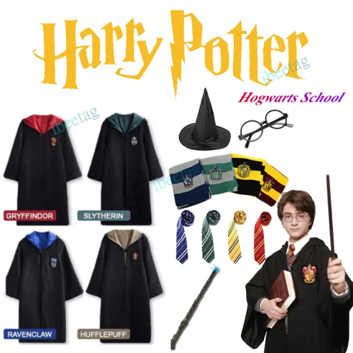 Girls Women Slytherin Ravenclaw Robe Cloak Wizard House Potters Costume  Magic School Scarf Tie Wand Halloween Costumm Configure. - AliExpress