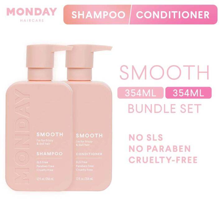[BUNDLE OF 1+1] MONDAY SMOOTH Shampoo + Conditioner (354 ml x 2
