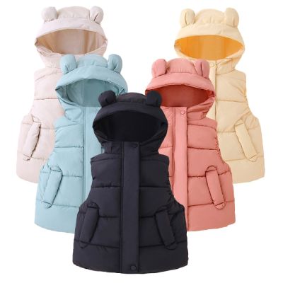 （Good baby store） Kids Winter Vests Hooded 2022 Solid Color Warm Baby Boy Vest Cotton Padded Jacket Sleeveless Toddler Girls Autumn Waistcoat Vest