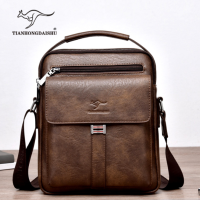 Mens shoulder bag Men Casual business Bag Vintage Crossbody Bags Male Bag PU Leather Handbag Capacity Men Messenger Bag