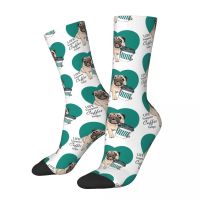 Hip-hop Sweet Pug Life Happens Coffee Helps Bulldog Dog Sports Socks Cute Polyester Middle Tube Socks for Women Men Non-slip Socks Tights