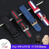 ☼▩ สายนาฬิกาผ้าใบไนลอนสำหรับ SWATCH วง 17 มม. 19 มม. 20 มม. สายคล้องข้อมือสายรัดข้อมือผู้หญิงผู้ชายอุปกรณ์กีฬาสายคล้อง