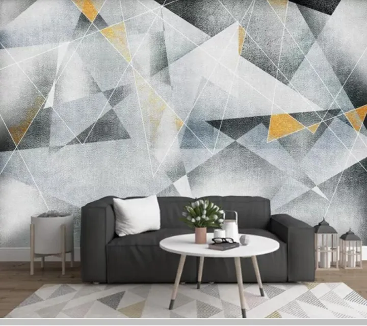 Custom geometric abstract modern lines 3d wallpaper,living room tv wall ...