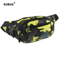 KUBUG Men Outdoor Sports Running Bag Canvas Riding Multi-functional Waterproof Waist Bag Phone Mountaineering Zipper Storage Bag