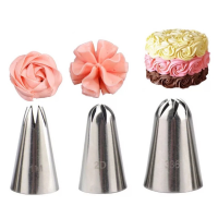 3 ชิ้น/เซ็ต Rose Pastry Nozzles เค้กตกแต่งเครื่องมือดอกไม้ Icing Piping Nozzle ครีม Cupcake Tips อุปกรณ์เบเกอรี่ #1M 2D 336-iold57 mall