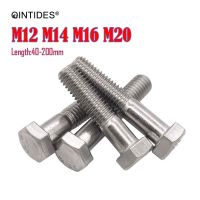 Qintides M12 M14 M16สกรูหัวหกเหลี่ยม M20เกลียวบางส่วนสแตนเลสสลักเกลียวเกลียวหกเหลี่ยมครึ่งหัว