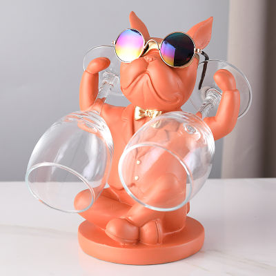 Resin Dog statue Creative Wine Glass Holders for Table Desk Décor Wine Glass Rack Stand for Kitchen Bar Craft Cup Stemware Stand