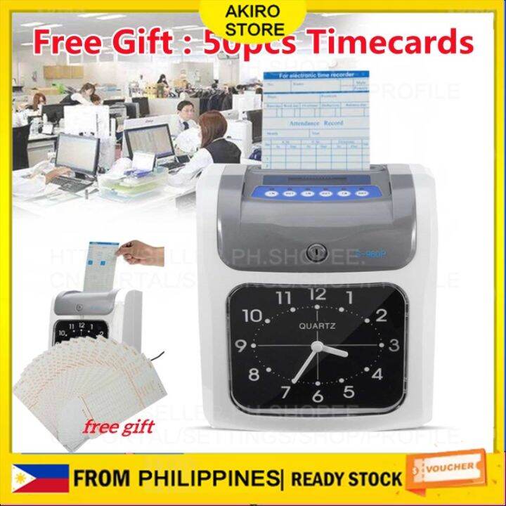 【Free 50pcs Timecard】Timecard Electronic Employee Time Clock Recorder
