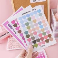 1 Sheet Cute Stationery Office School Supplies Kawaii Dot Heart Stickers Diary Scrapbook Decoration Adhesive Diary Album Stickers Labels