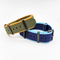 Original ❐☜﹍ 20mm 22mm Nylon Striped Nylon Strap Watchbands Mens Sport Wrist Watch Accessories OrangeDark Blue Pin Buckle Bands