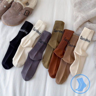 FHYL ถุงเท้าสตรีสำหรับกีฬาสตรีถุงเท้าผ้าฝ้ายญี่ปุ่นตัวอักษรถุงเท้ายาวแฟชั่นถุงเท้าทุกถุงเท้ายาว (1คู่)