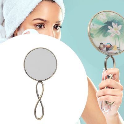 Handheld Vanity Mirror Girls Makeup Old Fashioned Portable Mirrors Handle Glass Miss Mirrors