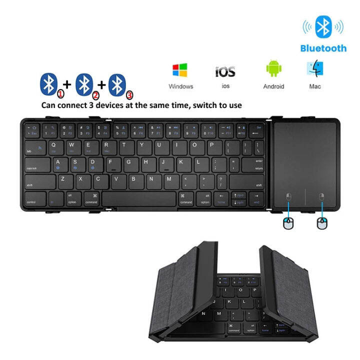 Foldable Bluetooth Keyboard Rechargable Portable Mini Leather Keyboard