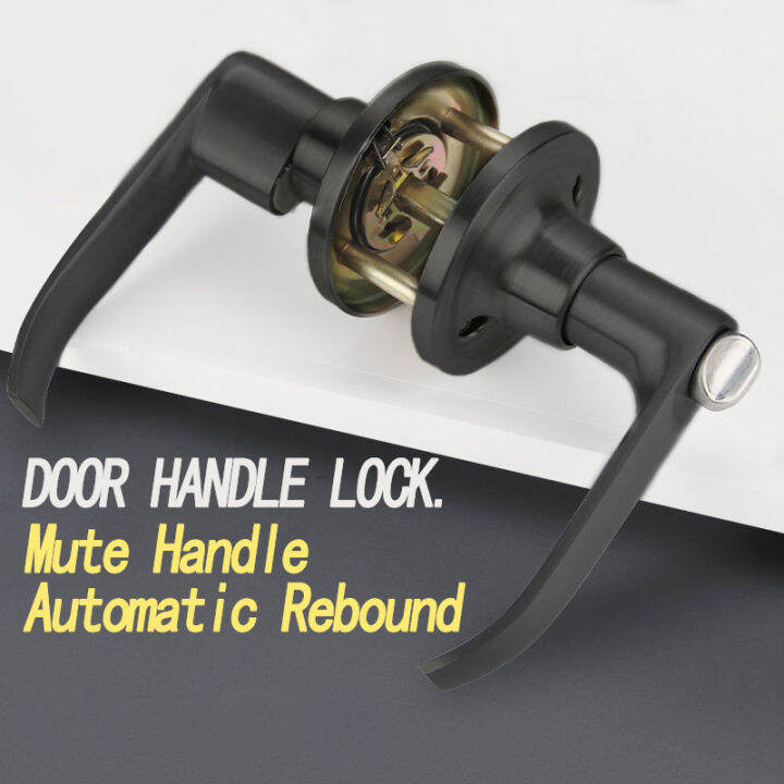 Door Knob Locks Black Handle Lock Silent Zinc Alloy Lever Type