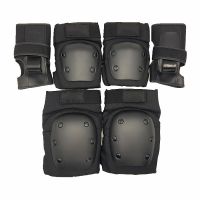 XL(for 80-100kg) 6Pcs /Kit Black Skateboard Ice Roller Skating Protective Gear Elbow Pads Wrist Guard Cycling Riding Knee Protector