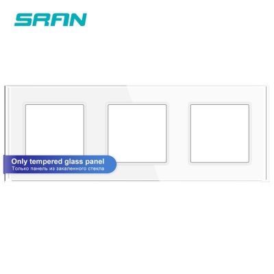 SRAN Blank Panel Without Installing Iron Plate 224mmx82mm White Tempered Glass Switch Socket Panel for F Series