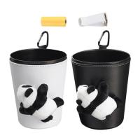 Trash Can Car Mini Trash Can for Car Cute Panda Vehicle Trash Can for SUV Truck Van Automotive Car Garbage Cans Road Trip Essentials for Kids gently