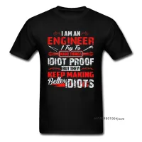 Funny Saying Tshirt For Men Letter Tshirt Black Red White T Shirts Engineer Try To Make Things Humor Design