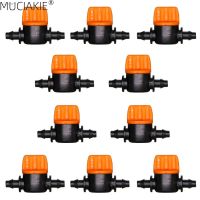 ❁✾ MUCIAKIE 10PCS Miniature Plastic Shut Off Coupling Valve Connectors for 4/7mm Hose Garden Water Irrigation Pipe Adaptor Barb