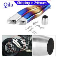 Semi-Blue 51mm Stainless Steel Motorcycle Double Exhaust Muffler Pipe Modification Parts