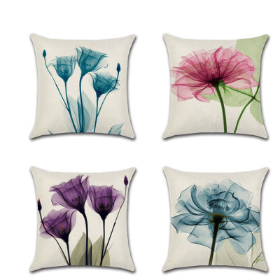 Colorful Flowers Printed Decorative Throw Pillow Floral Plant Cushion Cover Decoration Home Textile For Sofa Home Decor