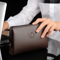 【CC】 Organizer mans Wallet password antitheft Multifunction clutch bag cartera hombre Male phone Wallets leather genuine portemonnee