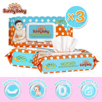 Sunny Baby FREELY DAY&amp;NIGHT BABY WET WIPES ทิชชู่เปียกสูตรน้ำบริสุทธิ์ 99% ซันนี่ เบบี้ ฟรีลี่ เดย์แอนด์ไนท์ เบบี้ เวท ไวพส์ 80แผ่น (3/6/12แพ็ค)