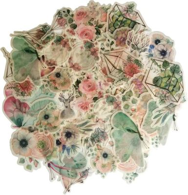 ชุดสติกเกอร์ Washi น่ารักๆ60ชิ้นชุดสติกเกอร์รูปดอกไม้แต่งสวนลายผีเสื้อดอกไม้สำหรับงานหัตถกรรมศิลปะสมุดภาพ DIY สมุดวางแผนงานวารสารสติ๊กเกอร์ไดอารี่และป้าย