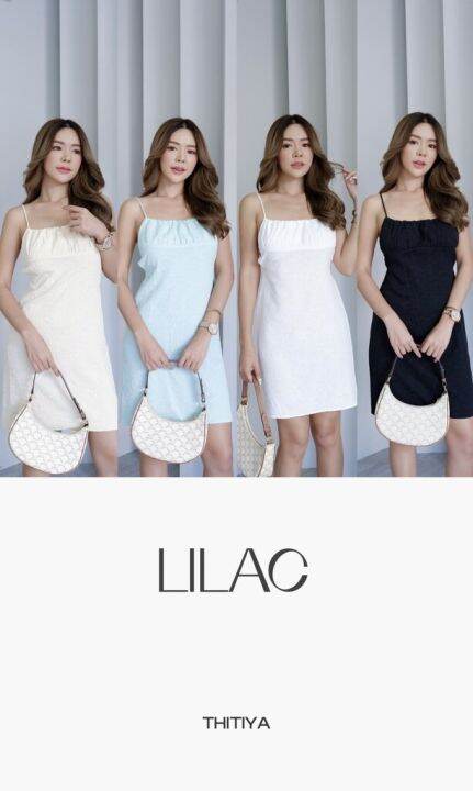 lilac-dress-เดรสผ้าเอมบอลส-ผ้างานแพงงแบบสวย-แบบผู้ดี-ลายดอกไม้นูนน่ารักมากๆ-thitiya