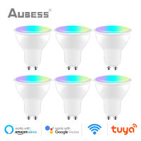 Aubess Tuya GU10 WiFi Smart Light LED Bulbs RGBCW 5W Dimmable Lamps Works With Smart Life App Voice Control Alexa Home