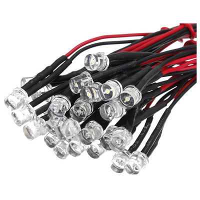 20CM 12V Wired For Light Emitting Diode Wiring LED Lot Size: 5mm Flat Top Color:red QTY:10Pcs