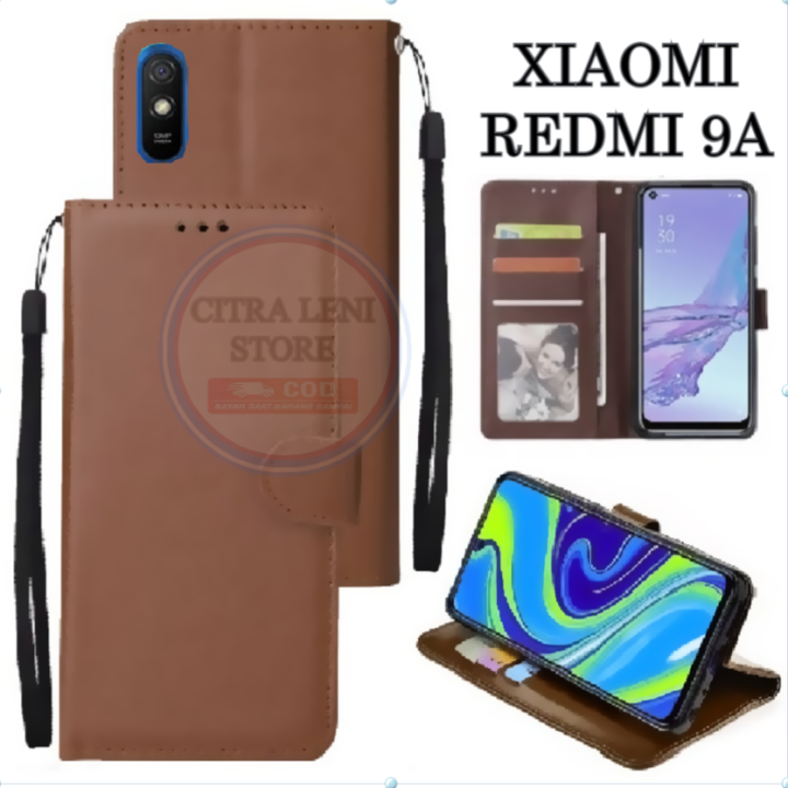 CASE FLIP CASE KULIT UNTUK HP XIAOMI REDMI 9A CASING DOMPETFLIP
