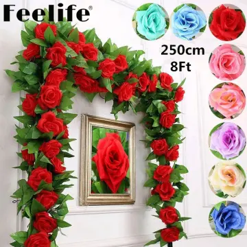 Artificial Rose Vine Flowers with Green Leaves Silk Rose Hanging Vine  Flowers Garland IVY Plants for Home Wedding Party Garden Wall Decoration -  China Artificial Roses Flowers and Eucalyptus Leaf price