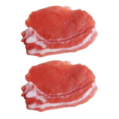 2Pcs Fake Cooked Fresh Pork Simulation Lifelike Meat Food Kitchen Cabinet Desk Decoration Photography Props Display