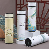 Chinese Style Inligent Thermos Vacuum Cup Stainless Steel Digital Coffee Tea Water Thermal Bottle Creative Drinkware 500 ml