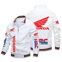 High quality stock HONDA HRC LOGO sportswear baseball clothing car shop custom work clothes zipper stand collar plus size long sleeve sweater Aviator Jacket