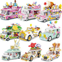 Food Ice Cream Cars Truck Van Man Camper Friends Sets Building Mini Blocks Kits Model Bricks Kids Toys Book City Girls Club