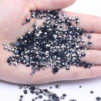 Hematite เรซิ่น rhinestones 2-6มม. flatback Non Hot Fix เพชร appliques สำหรับหัตถกรรมผ้างานแต่งงาน dressess