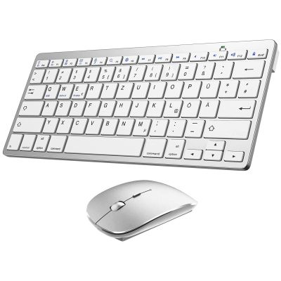 German QWERTZ Bluetooth Keyboard Mouse Combo Ultra-Slim Mute Wireless Bluetooth Mouse for Mac iPad iPhone iOS Android Windows