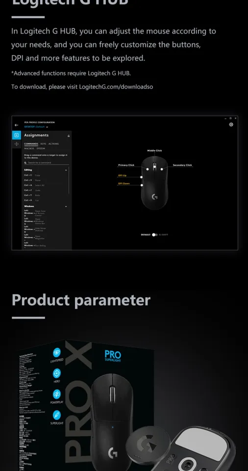 Logitech G PRO X SUPERLIGHT Wireless Gaming Mouse Ultra-Lightweight HERO  25K Sensor 25600 DPI 5 Programmable Buttons For PC/Mac