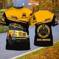 custom name school bus bus driver flag american student delivery specialist 3d t-shirt