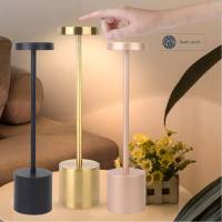 LED Table Lamp Aluminum Alloy Rechargeable Touch Dimmable Cordless Desk Lamps For Bar Cafe Restaurant Decor Reading Night Light Night Lights